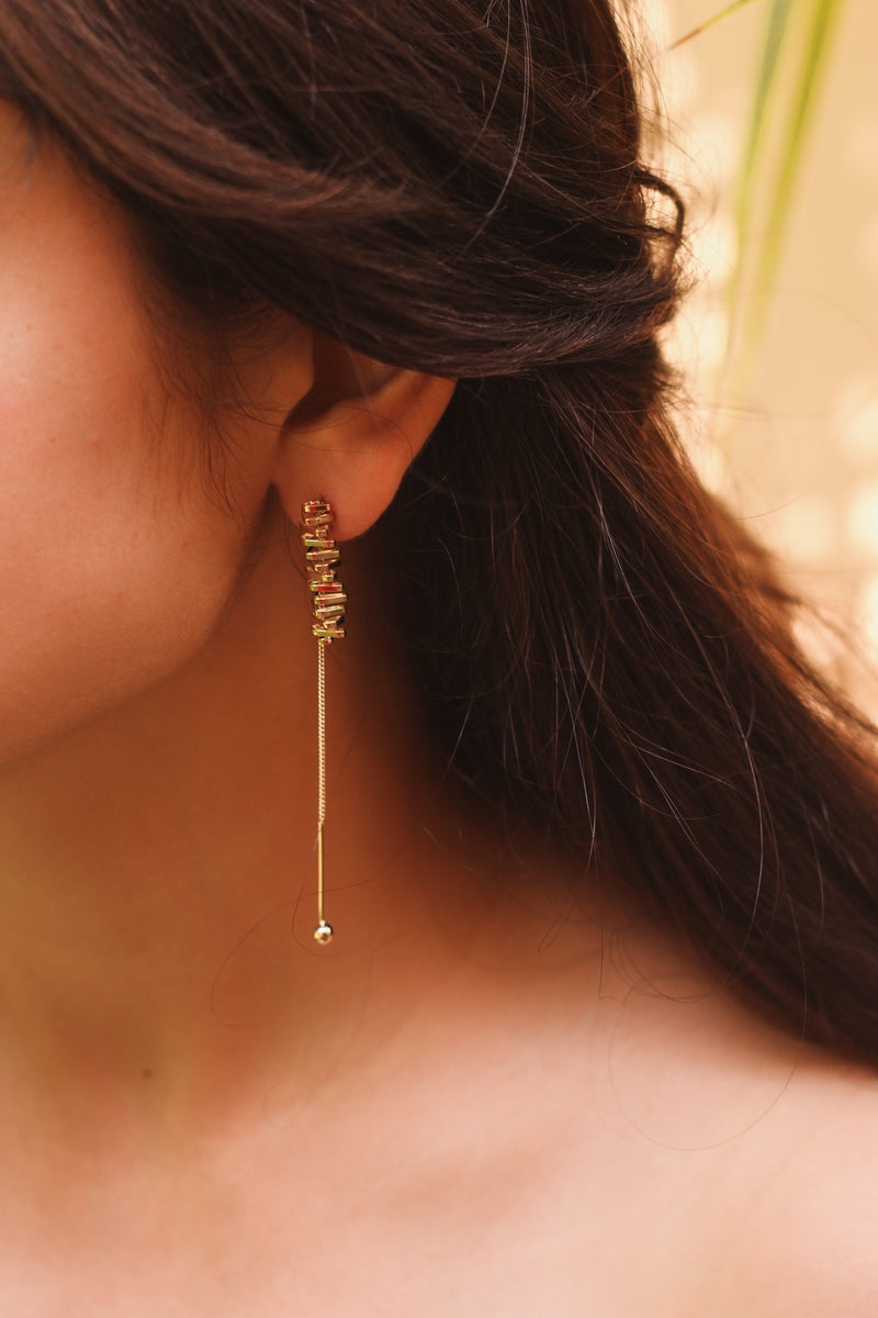 LeOvs Trendy Western Square Golden Drops & Danglers