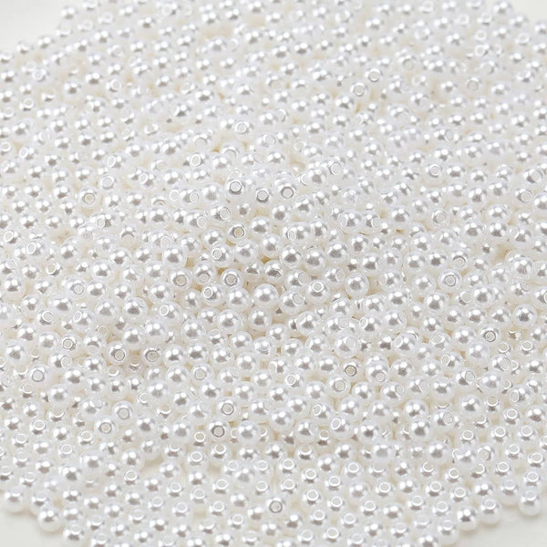 Kriaa White Pearls Round Shape Moti for Jewellery Making, Art Crafts Work Necklace Bracelet Earring Making DIY