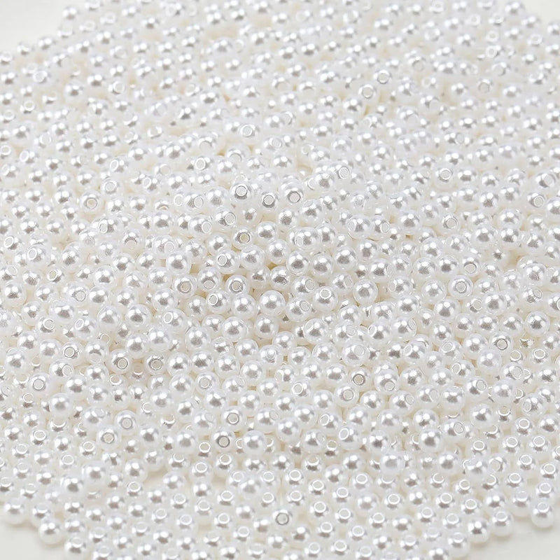 Kriaa White Pearls Round Shape Moti for Jewellery Making, Art Crafts Work Necklace Bracelet Earring Making DIY