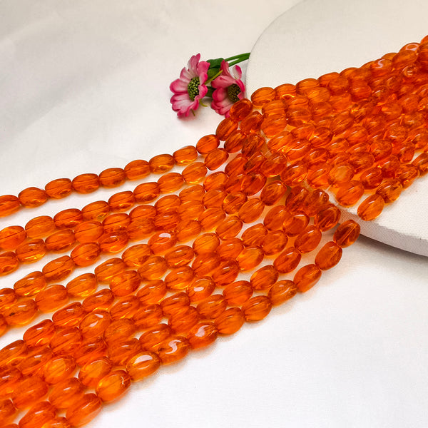 Kriaa Transparent Glass Natural Orange Gemstone Beads 10 String For Jewellery Making (Approx 26 Beads)