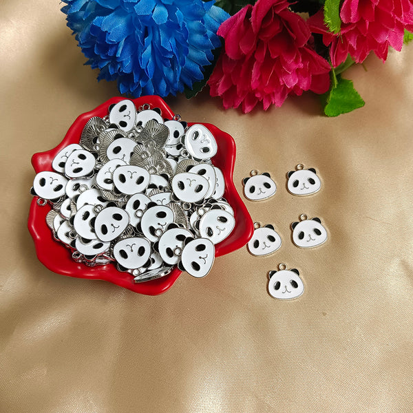 Kriaa Beads Silver Plated Cute Panda Pendant For Pendant, Earrings, Bracelets Making