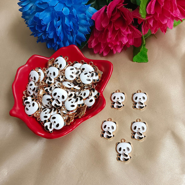 Kriaa Beads Gold Plated Cute Panda Pendant For Pendant, Earrings, Bracelets Making