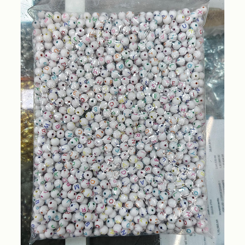 Kriaa Round Shape Alphabet Letter Beads for DIY Projects