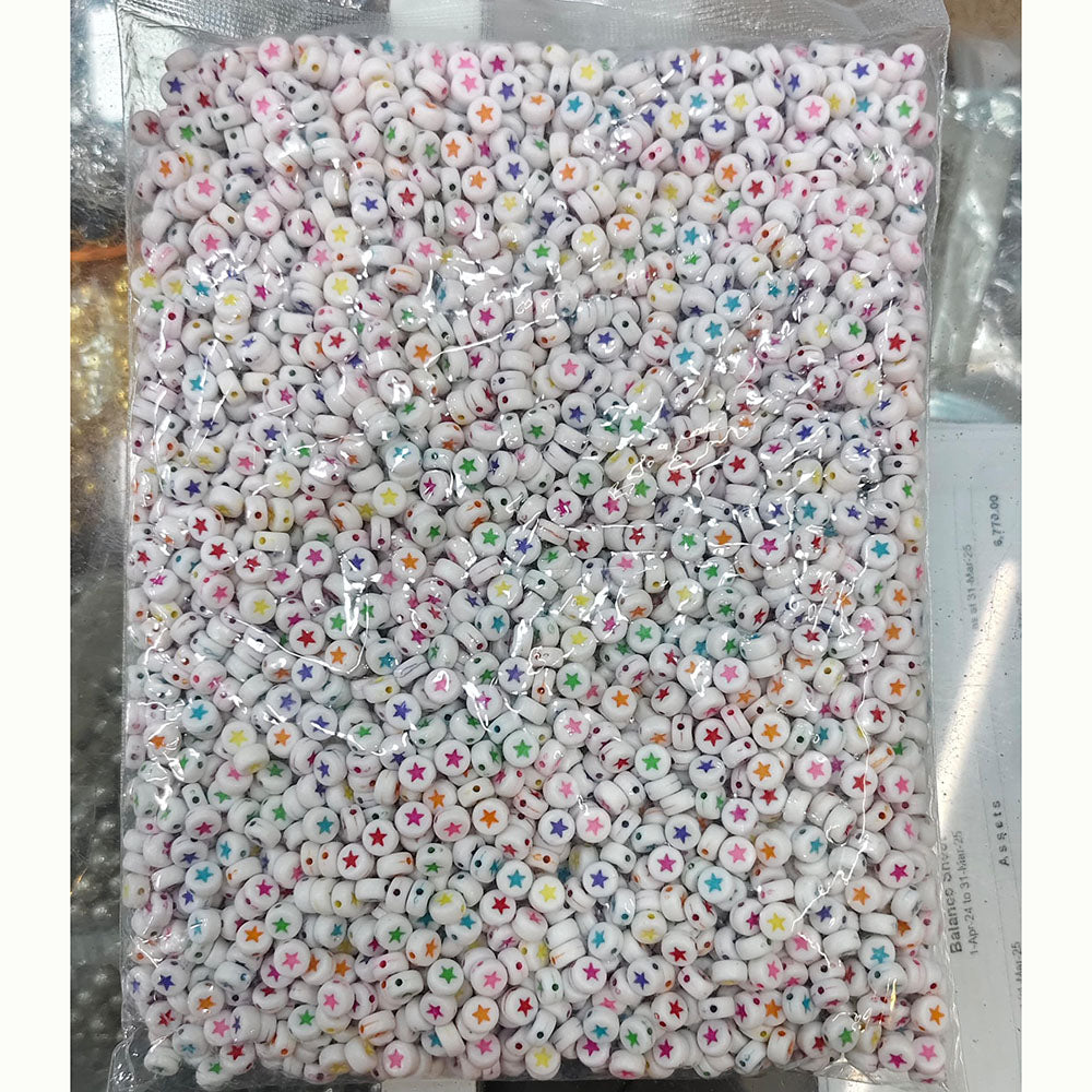 Kriaa Round Beads with Star Prints for DIY Jewelry & Crafts