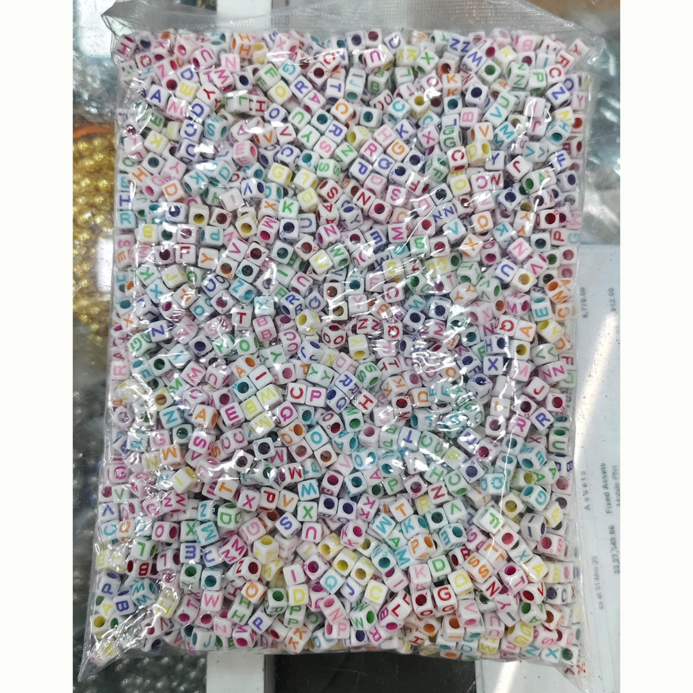 Kriaa Assorted Square A–Z Alphabet Beads for Handmade Accessories
