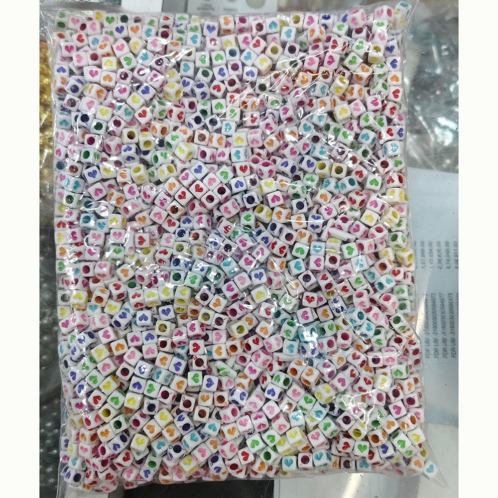Kriaa Colorful Square Beads Heart Shapes On it for DIY Jewelry Projects