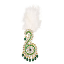 Mahi Royal Green & White Crystals Safa Kalangi for Groom | Traditional Feather Sarpech Brooch for Wedding, Dulha Pagdi Accessory (KL1001022G)