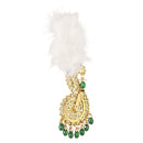 Mahi Royal Green & White Crystals Safa Kalangi for Groom | Traditional Feather Sarpech Brooch for Wedding, Dulha Pagdi Accessory (KL1001022G)