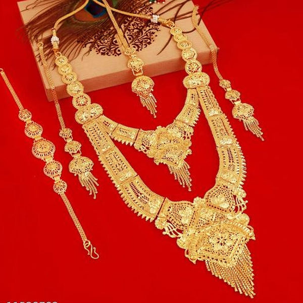 Kavyanjali Jewels Gold Plated Double Layer Long Necklace Set