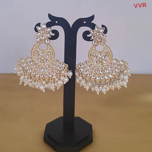 Darshana Jewels Gold Plated Kundan Dangler Earrings