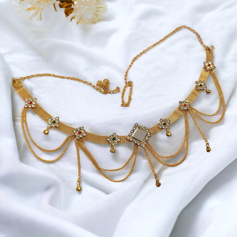 Lalso Lifestyle Lalso Gold Plated Mirror Work Kamarband Belly Chain Hip Chain Waist Belt Bridal Jewelry