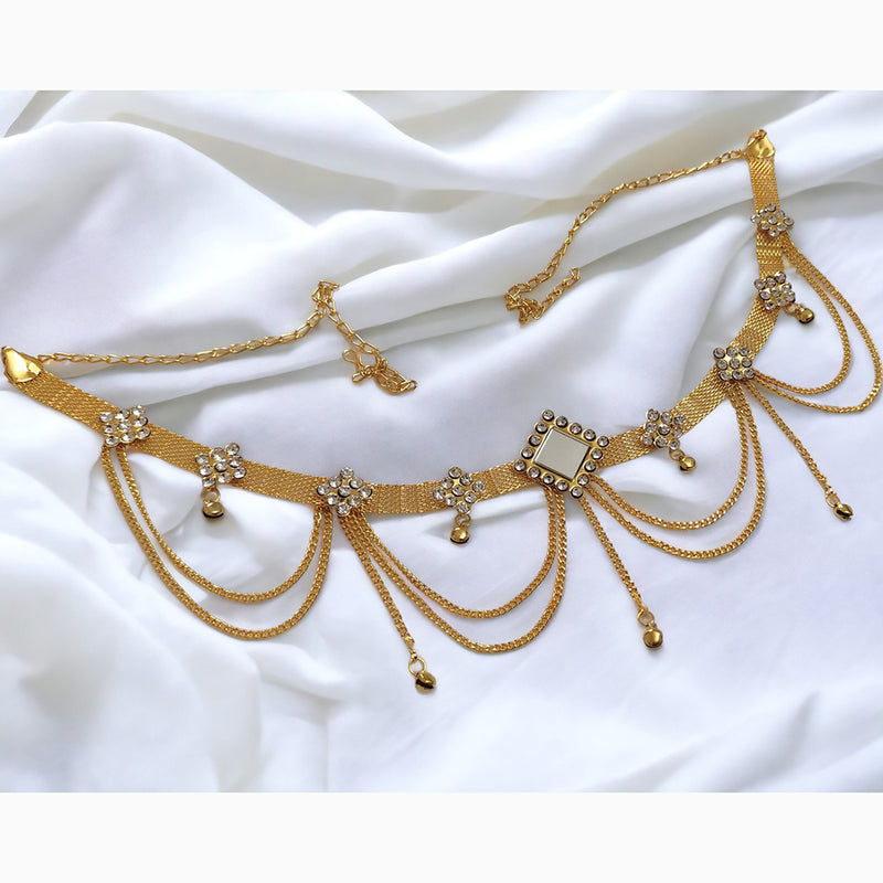 Lalso Lifestyle Lalso Gold Plated Mirror Work Kamarband Belly Chain Hip Chain Waist Belt Bridal Jewelry