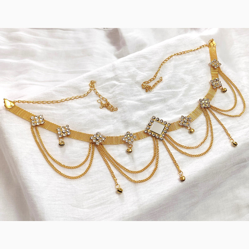 Lalso Lifestyle Lalso Gold Plated Mirror Work Kamarband Belly Chain Hip Chain Waist Belt Bridal Jewelry