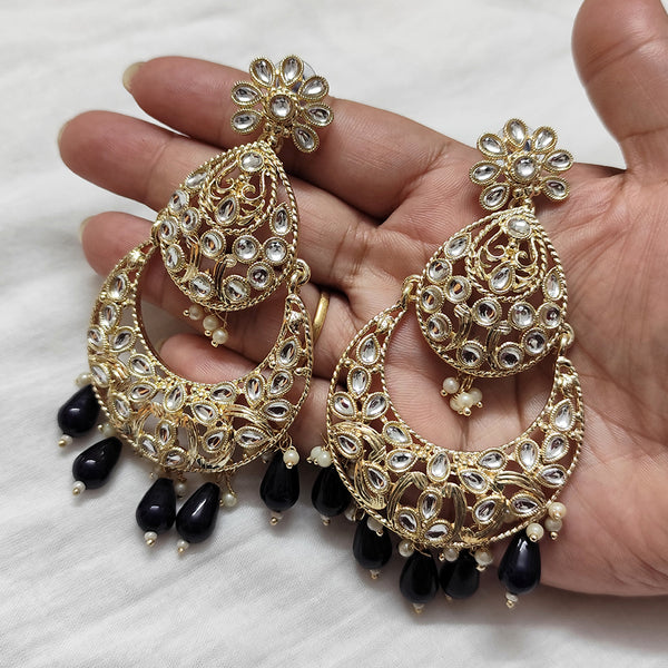 Lalso Lifestyle Gold Plated Bollywood Style Big Size Kundan Dangler Earrings