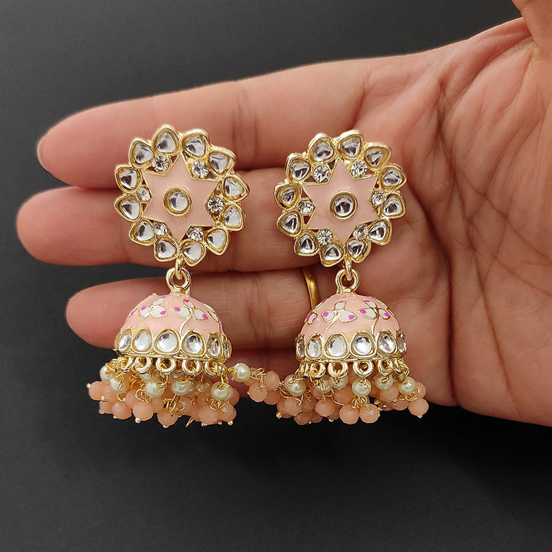 Lalso Lifestyle Gold Plated Bollywood Style Big Size Meenakari Kundan Jhumka Earrings