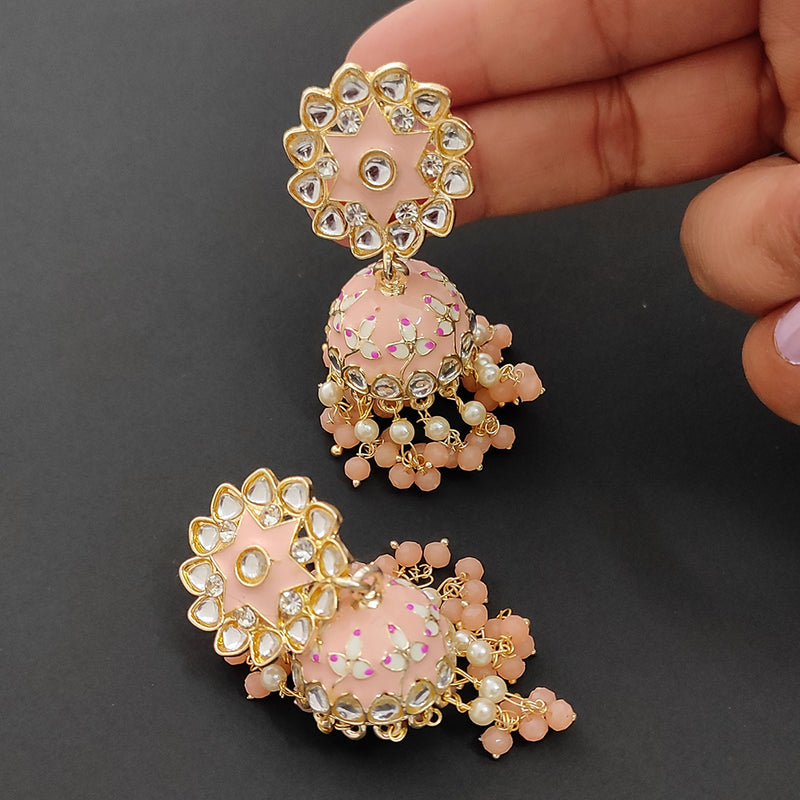 Lalso Lifestyle Gold Plated Bollywood Style Big Size Meenakari Kundan Jhumka Earrings