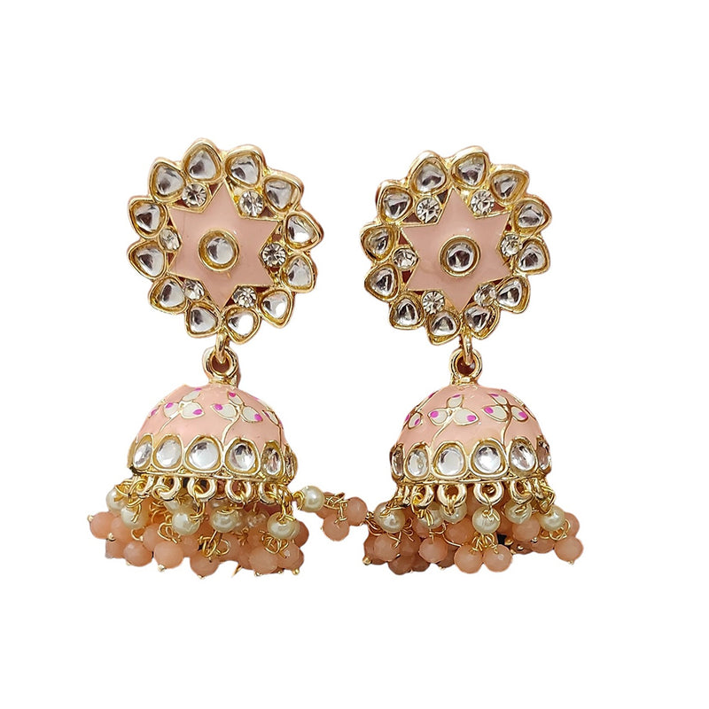 Lalso Lifestyle Gold Plated Bollywood Style Big Size Meenakari Kundan Jhumka Earrings