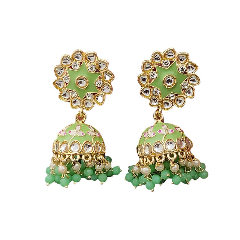 Lalso Lifestyle Gold Plated Bollywood Style Big Size Meenakari Kundan Jhumka Earrings