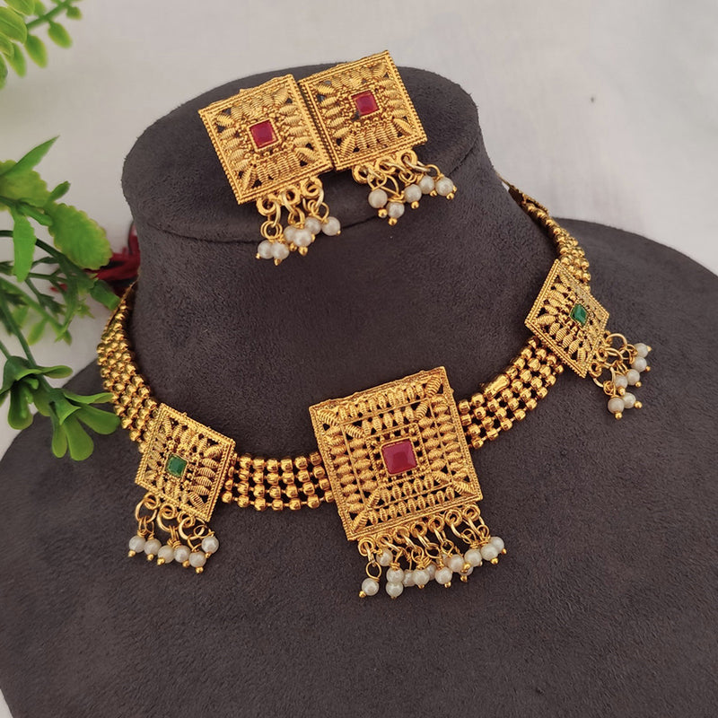 Lalso Lifestyle Gold Plated Delicate Choker Necklace Set