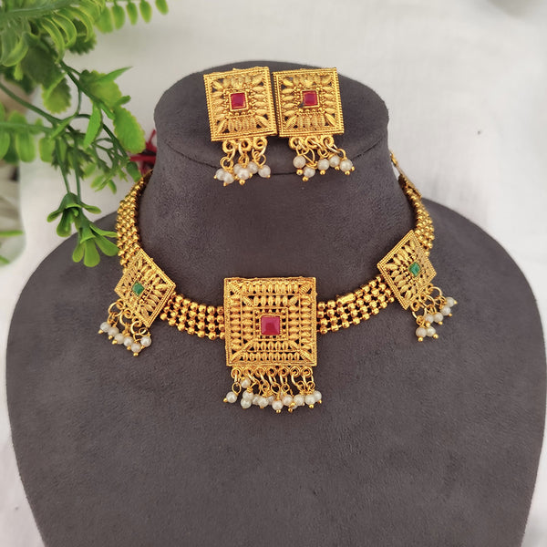 Lalso Lifestyle Gold Plated Delicate Choker Necklace Set