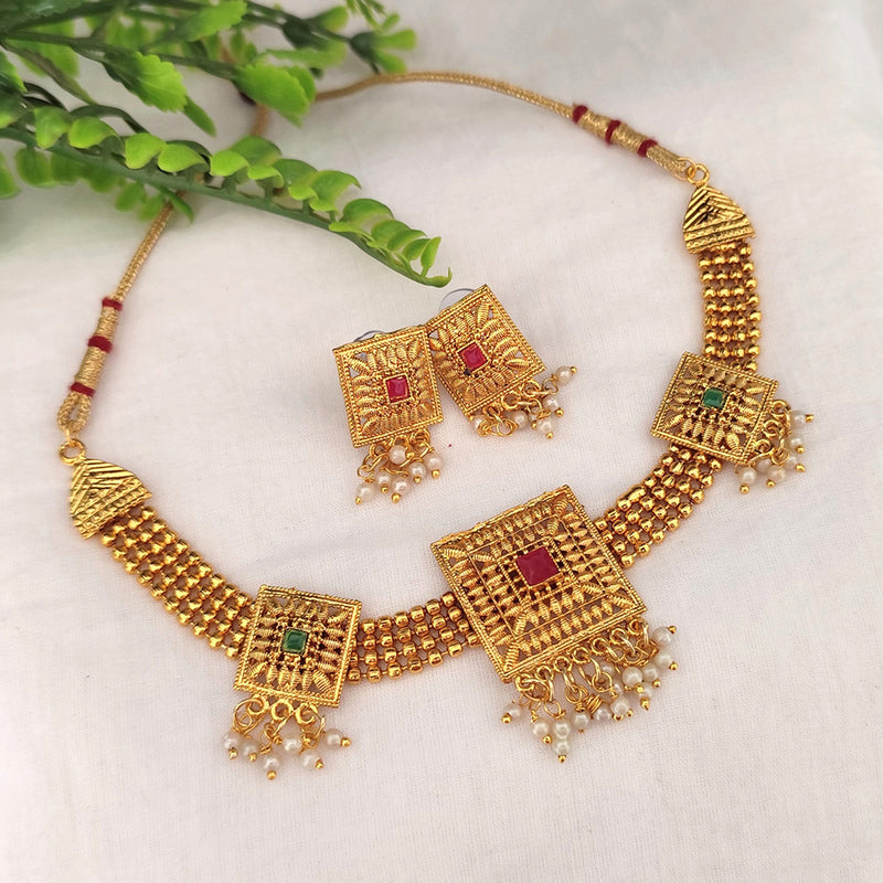 Lalso Lifestyle Gold Plated Delicate Choker Necklace Set