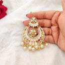 Lalso Beautiful White Big Size Meenakari Kundan Maangtikka Hair Accessories wedding Jewelry
