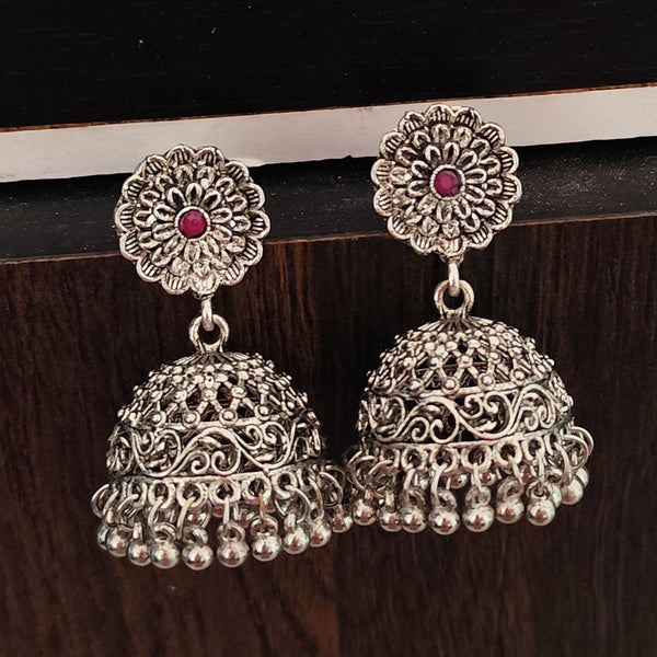 Lalso Designer Oxidised Silver Jhumka Earrings Jewelry