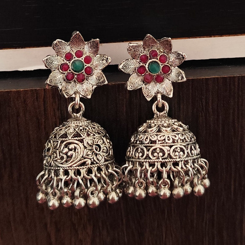 Lalso Designer Oxidised Silver Jhumka Earrings Jewelry