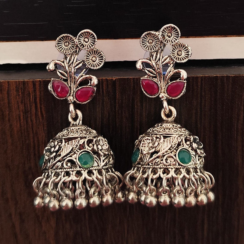 Lalso Designer Oxidised Silver Jhumka Earrings Jewelry