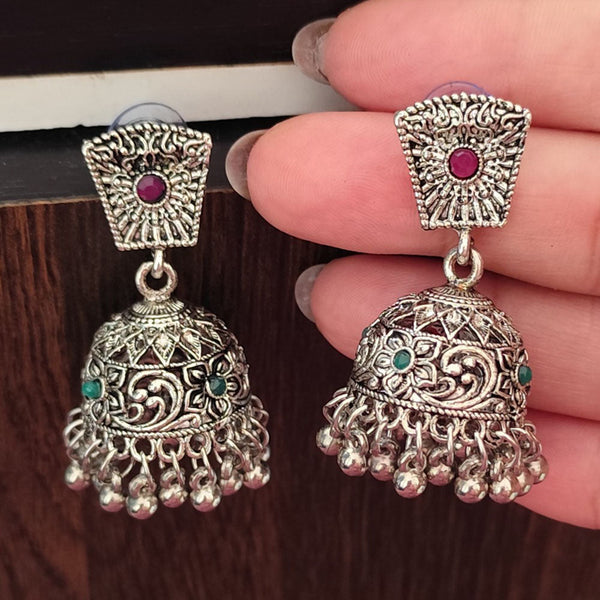 Lalso Designer Oxidised Silver Jhumka Earrings Jewelry