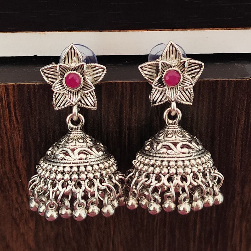 Lalso Designer Oxidised Silver Jhumka Earrings Jewelry