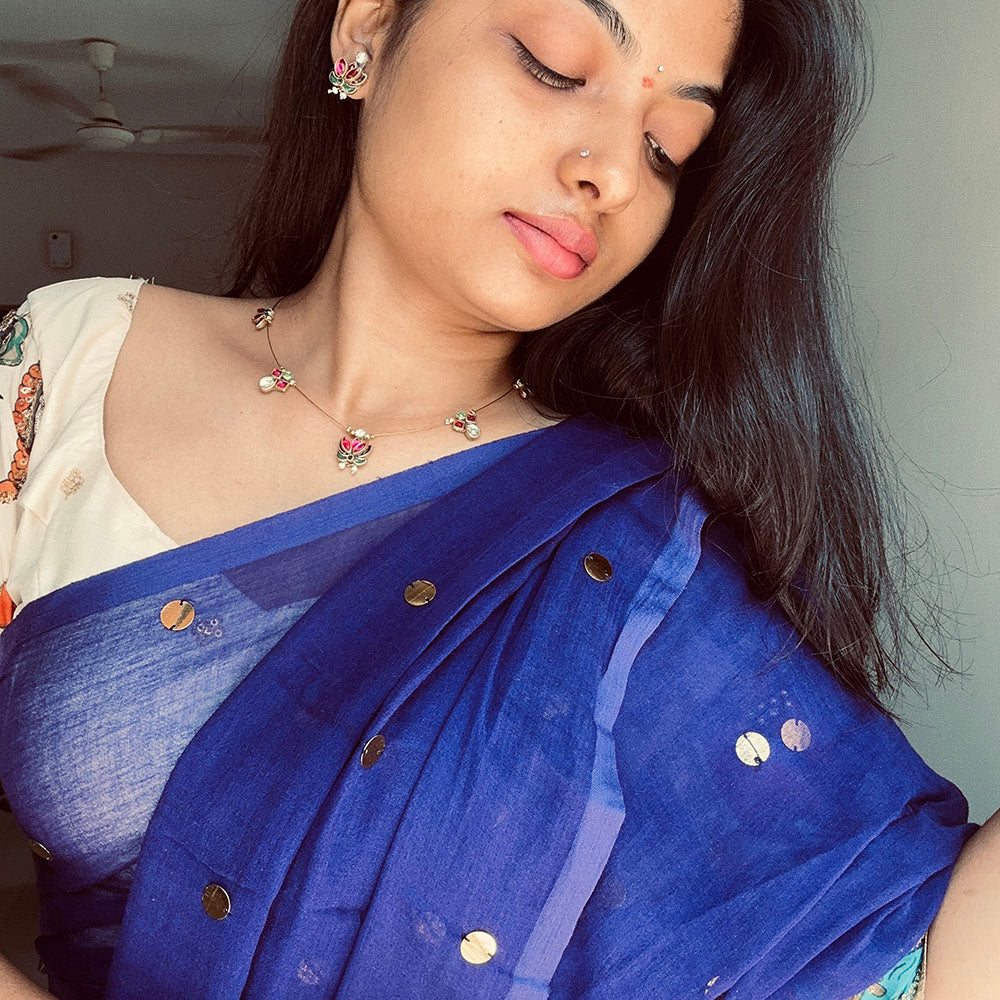 Locketto Jewellery  Lotus-Inspired Pota Stone And Pearl Invisible Necklace