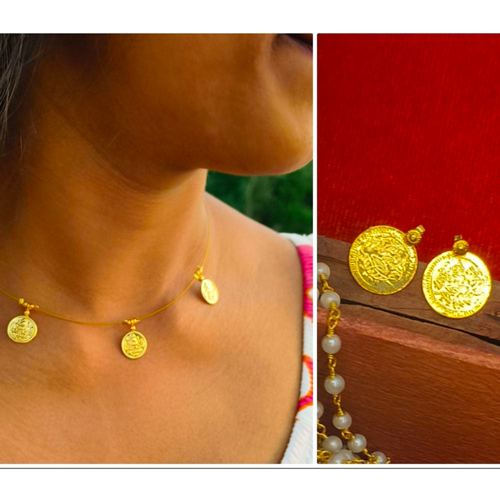 Locketto Jewellery  Classic Coin Design Invisible Necklace Set