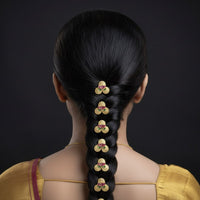 Locketto Premium Coin And Green And Pink lotus Meenakari U pin