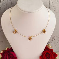 Locketto Elegant Triple White American Diamond Invisible Necklace