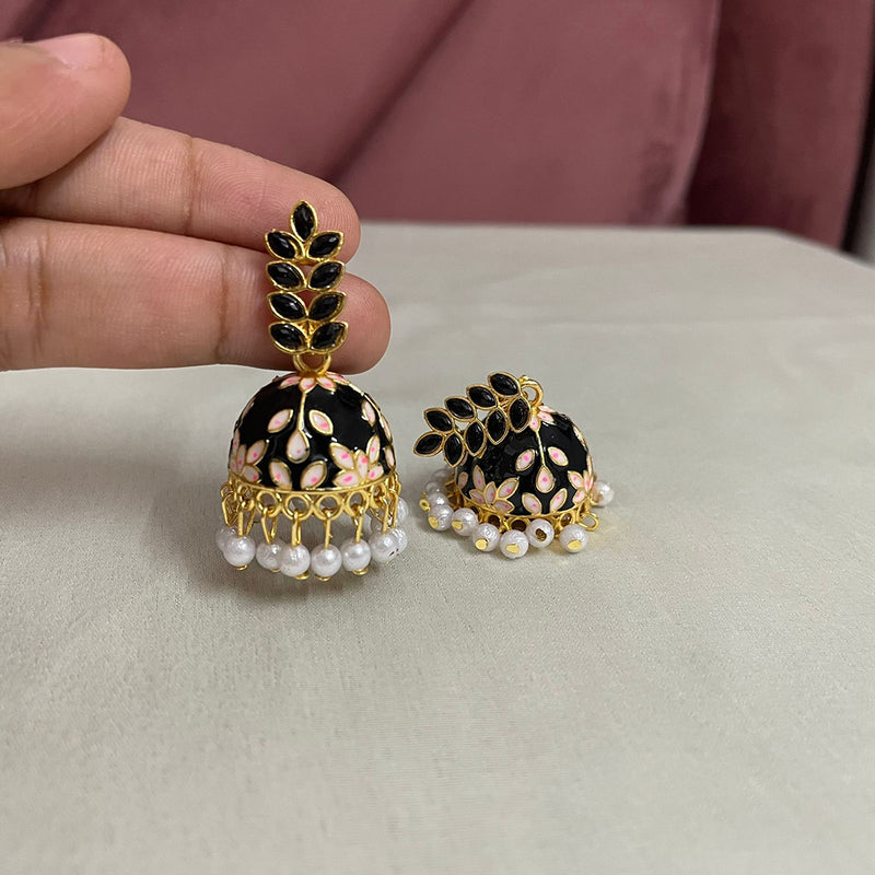 Subhag Alankar Black Attractive ethnic earrings in intricate leaf design