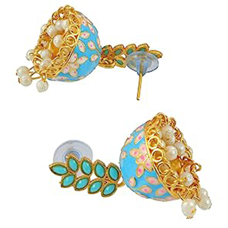 Subhag Alankar Light Blue Attractive ethnic earrings in intricate leaf design