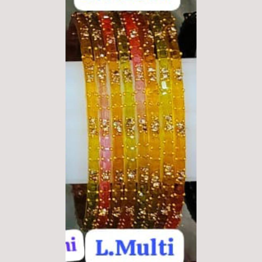 Chitra Bangles Glass Multi Color Bangle Set (12 Piece In One Box)