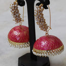 Pusti Art & Craft Gold Plated Pearl And Meenakari Jhumki Earrings