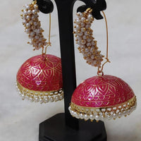 Pusti Art & Craft Gold Plated Pearl And Meenakari Jhumki Earrings