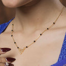 HR Sales Premium Quality Micro Gold Plated Austrian Stone And Black Beads Mangalsutra
