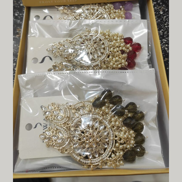 Dhwani Gold Plated Kundan Dangler Earrings (Assorted Color)