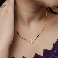 HR Sales Premium Quality Micro Gold Plated Austrian Stone And Black Beads Mangalsutra