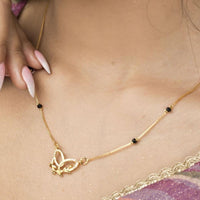 HR Sales Premium Quality Micro Gold Plated Austrian Stone And Black Beads Mangalsutra