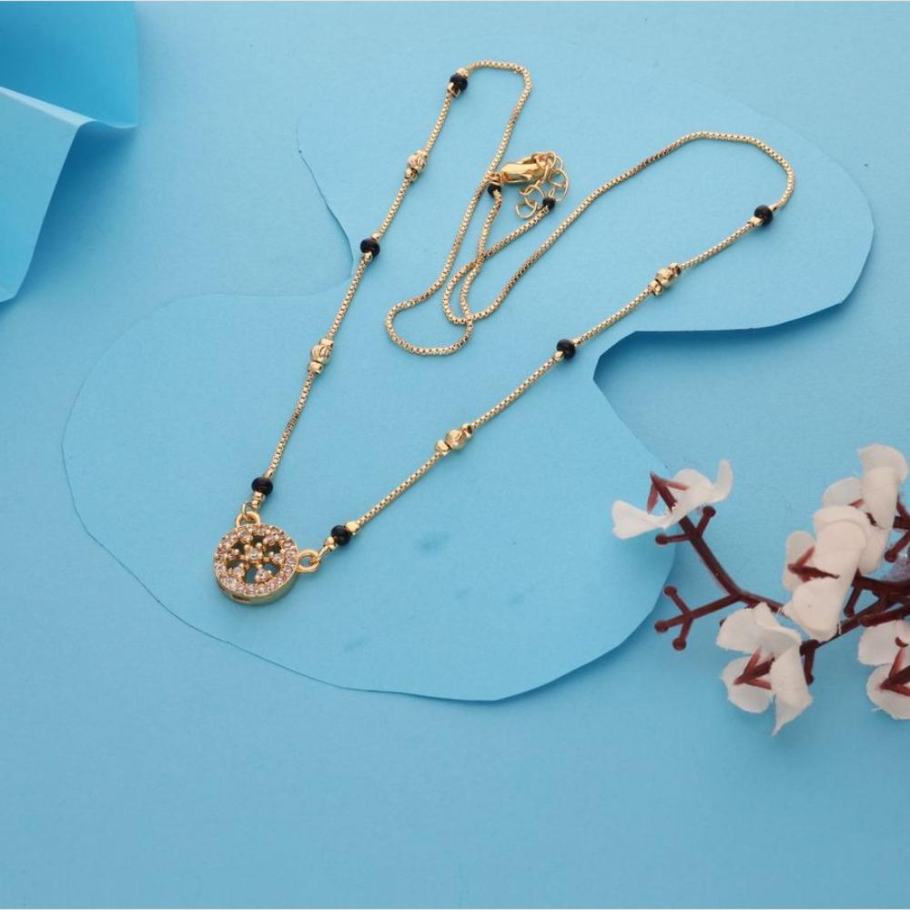 HR Sales Premium Quality Micro Gold Plated Austrian Stone And Black Beads Mangalsutra