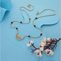 HR Sales Premium Quality Micro Gold Plated Austrian Stone And Black Beads Mangalsutra