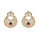 Etnico Gold Plated Traditional Design Stone Work Choker Necklace Jewellery Set With Chandbali Earring & Maang Tikka For Women/Girls (M4171FLWi)