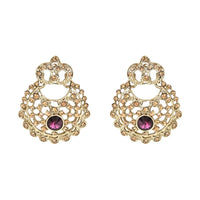 Etnico Gold Plated Traditional Design Stone Work Choker Necklace Jewellery Set With Chandbali Earring & Maang Tikka For Women/Girls (M4171FLWi)
