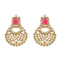 Etnico Gold Plated Traditional Design Stone Work Choker Necklace Jewellery Set With Chandbali Earring & Maang Tikka For Women/Girls (M4172FLQ)