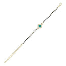Etnico Gold Plated Traditional Adjustable Black Beads Mangalsutra Bracelet with White Pendant for Women (MB010Sb)